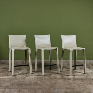 Set of Three Mario Bellini Cab Counter Stools for Cassina