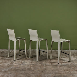 Set of Three Mario Bellini Cab Counter Stools for Cassina