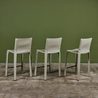 Set of Three Mario Bellini Cab Counter Stools for Cassina