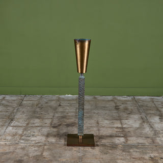Brutalist Brass and Bronze Floor Vase