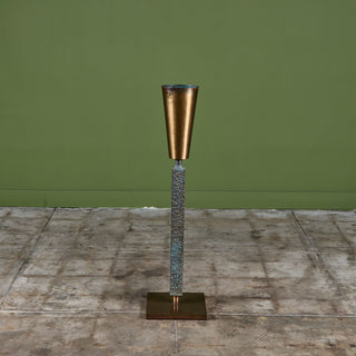 Brutalist Brass and Bronze Floor Vase
