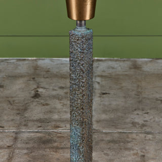 Brutalist Brass and Bronze Floor Vase