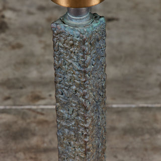 Brutalist Brass and Bronze Floor Vase