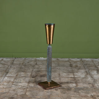 Brutalist Brass and Bronze Floor Vase