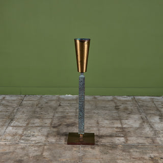 Brutalist Brass and Bronze Floor Vase