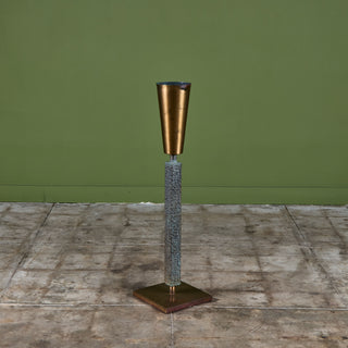 Brutalist Brass and Bronze Floor Vase