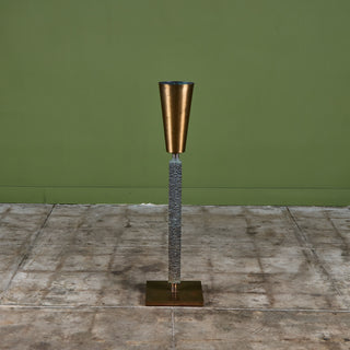 Brutalist Brass and Bronze Floor Vase