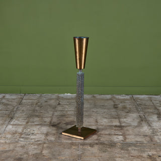 Brutalist Brass and Bronze Floor Vase