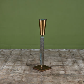 Brutalist Brass and Bronze Floor Vase
