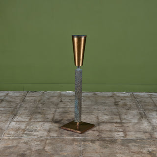 Brutalist Brass and Bronze Floor Vase