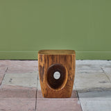 Solid Wood Stool / Side Table with Cutout Detail