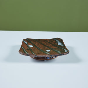 Square Ceramic Glazed Footed Plate