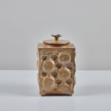 Lidded Earth Tone Textured Cube Vessel