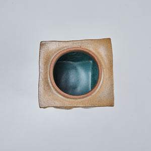 Lidded Earth Tone Textured Cube Vessel