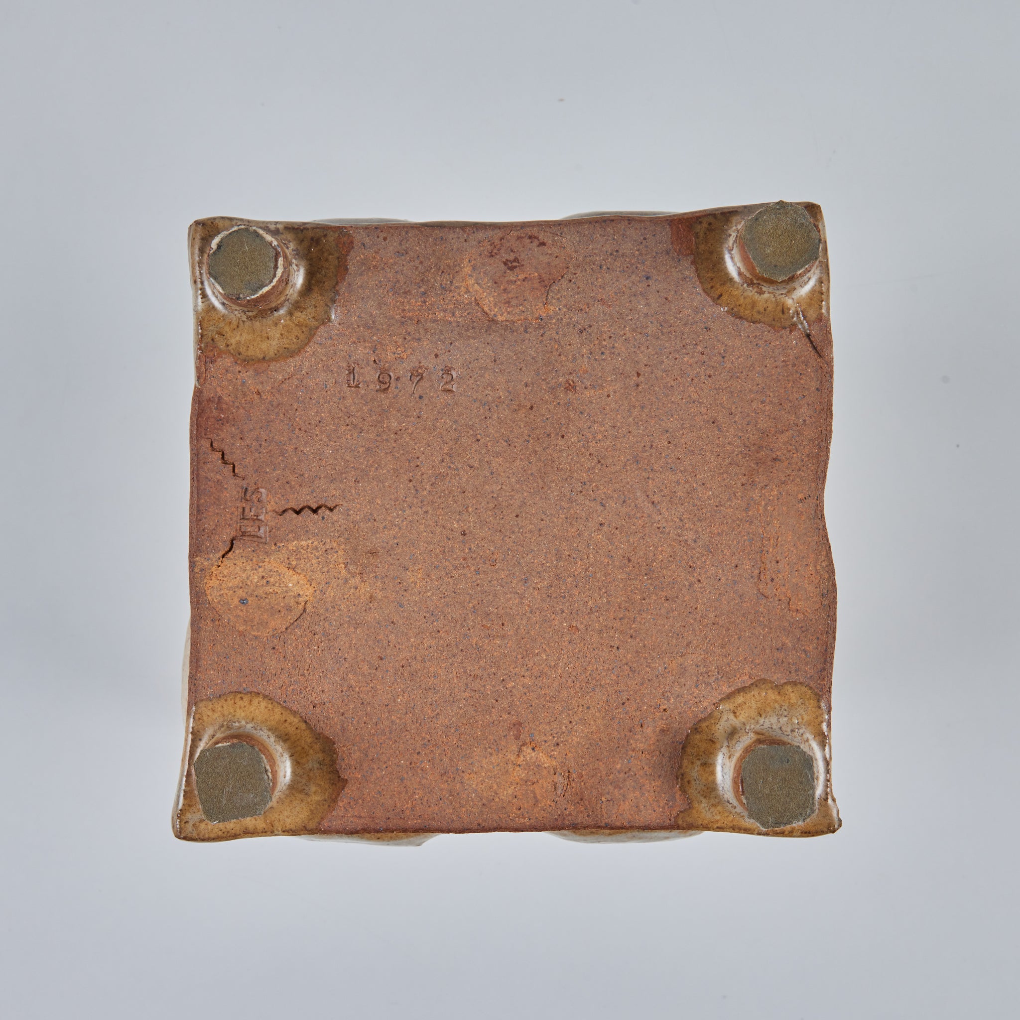 Lidded Earth Tone Textured Cube Vessel