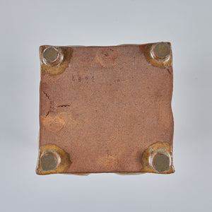 Lidded Earth Tone Textured Cube Vessel