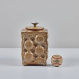 Lidded Earth Tone Textured Cube Vessel
