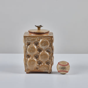 Lidded Earth Tone Textured Cube Vessel