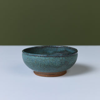 Stoneware Turquoise Glazed Footed Bowl