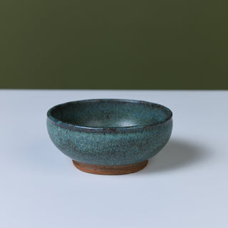 Stoneware Turquoise Glazed Footed Bowl