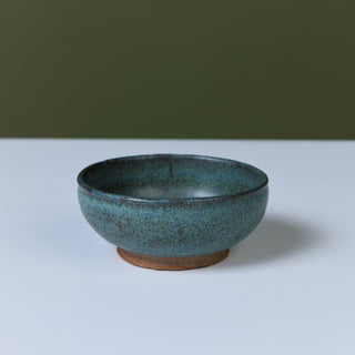 Stoneware Turquoise Glazed Footed Bowl