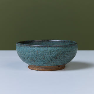 Stoneware Turquoise Glazed Footed Bowl