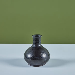 Studio Ceramic Bud Vase with Dark Drip Glaze