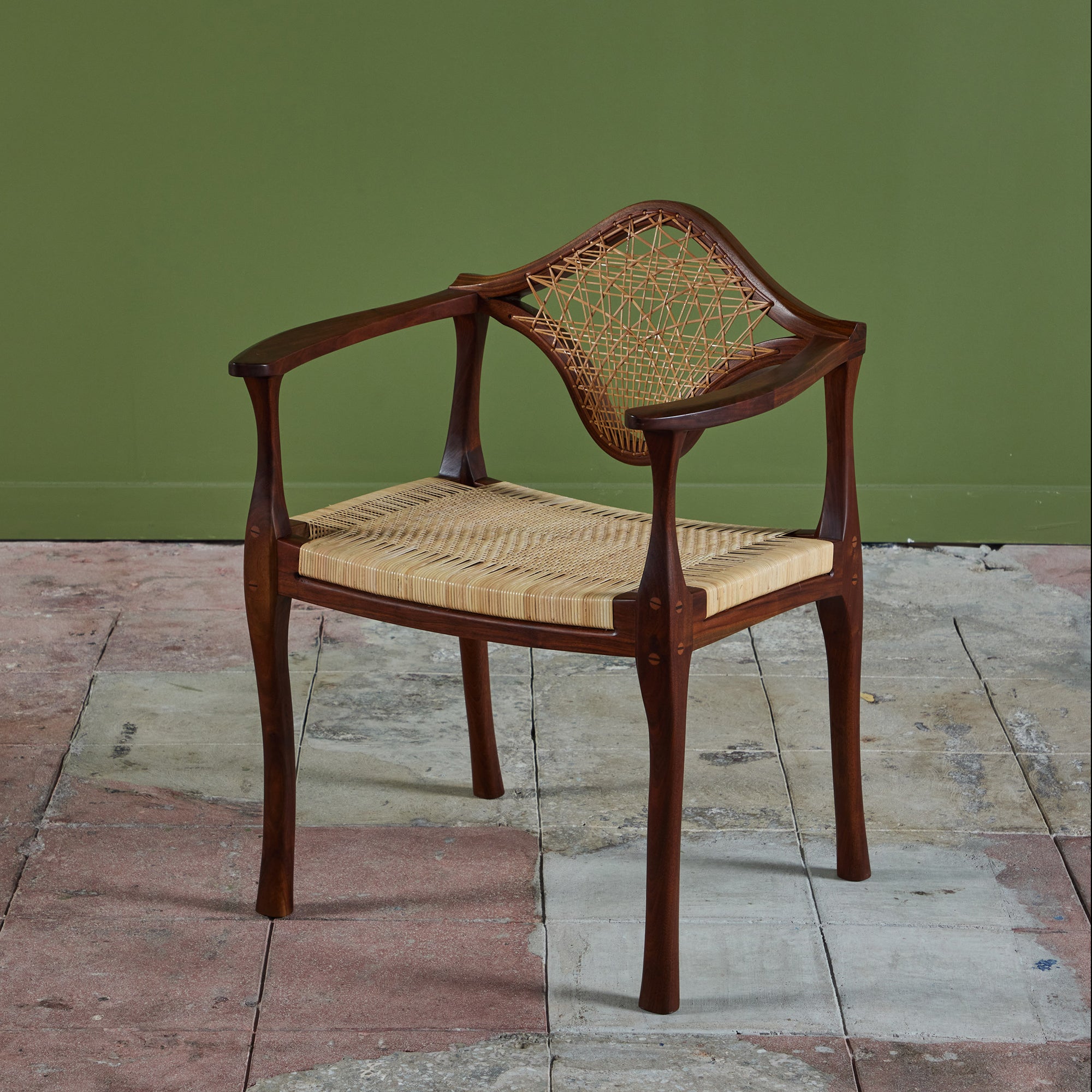 ON HOLD ** Studio Craft Walnut Armchair with Cane