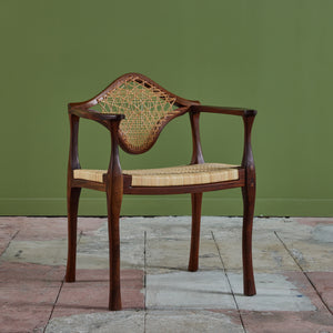 Studio Craft Walnut Armchair with Cane