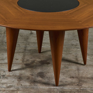 Teak Dining Table with Lazy Susan for Sun Cabinet Company