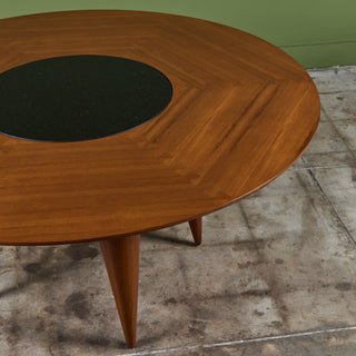 Teak Dining Table with Lazy Susan for Sun Cabinet Company