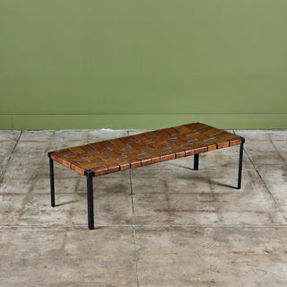 Woven Leather Bench by Swift and Monell