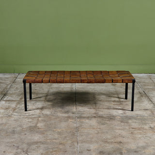 Woven Leather Bench by Swift and Monell
