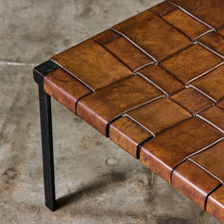 Woven Leather Bench by Swift and Monell