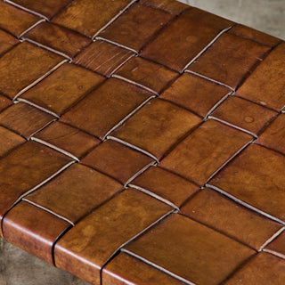 Woven Leather Bench by Swift and Monell