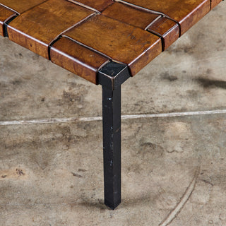 Woven Leather Bench by Swift and Monell