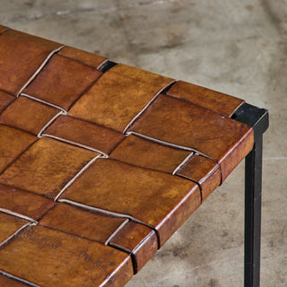 Woven Leather Bench by Swift and Monell