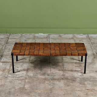 Woven Leather Bench by Swift and Monell