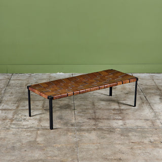 Woven Leather Bench by Swift and Monell