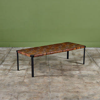Woven Leather Bench by Swift and Monell