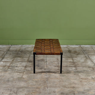 Woven Leather Bench by Swift and Monell