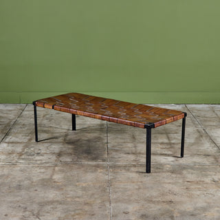 Woven Leather Bench by Swift and Monell