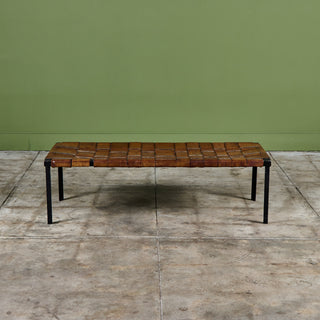 Woven Leather Bench by Swift and Monell