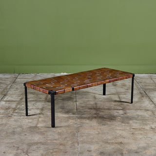 Woven Leather Bench by Swift and Monell