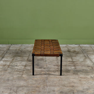 Woven Leather Bench by Swift and Monell