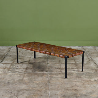 Woven Leather Bench by Swift and Monell