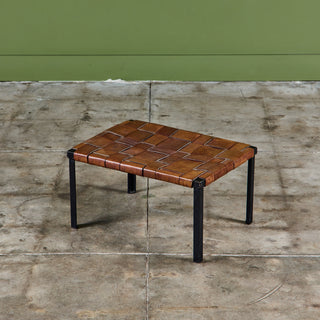 Small Woven Leather Bench by Swift and Monell
