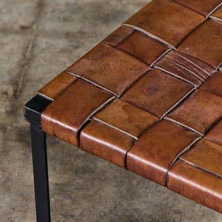 Small Woven Leather Bench by Swift and Monell