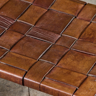Small Woven Leather Bench by Swift and Monell