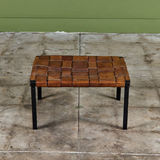 Small Woven Leather Bench by Swift and Monell